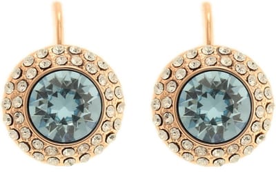 Behave Oorbellen hangers rosè goud-kleur met blauwe steen 2 cm