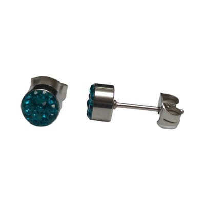 Aramat Jewels | Oorbellen | Zilverkleurige oorstekers met blauwgroen kristal – 6 mm | | | |6mm | Staal | Kinderen, Volwassenen | Verkleurd niet