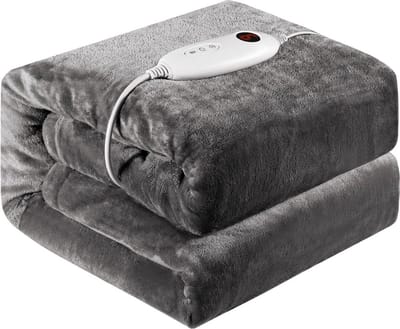 White-Label® Elektrische Deken 2 Persoons - Warmtedeken Elektrisch - Extra Zacht - Donkergrijs