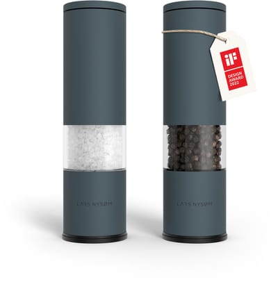 LARS NYSØM Lagom - Zout en Pepermolen Set (2 stuks) - Keramisch maalwerk met Instelbare Maalgraad - Roestvrijstaalen Zoutmolen Pepermolen (Stone Blue)
