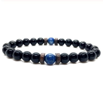 WiseGoods - Premium Zwarte Natuurlijke Maansteen Armband - Tibetaans - Buddha / Chakra Armband