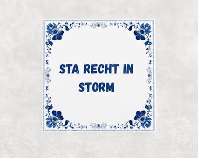 Spreuk tegel 15x15 cm Sta recht in storm