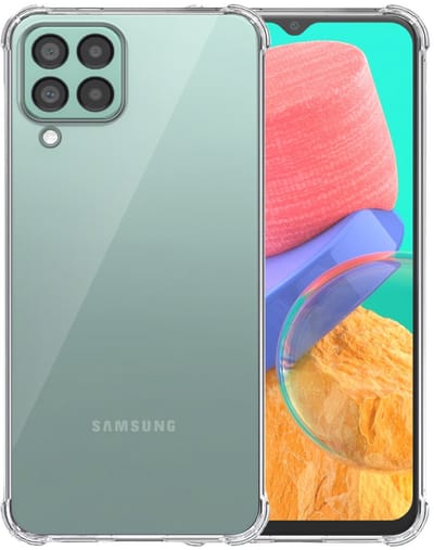 Smartphonica Telefoonhoesje Geschikt voor Samsung Galaxy M33 Transparant Schokbestendig met Afneembaar Universeel Telefoonkoord - Backcover Case Siliconen ShockProof with Lanyard geschikt voor Samsung Galaxy M33 5G