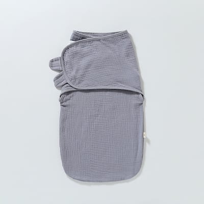 Babywikkeldoek, pasgeboren deken, gemaakt van ademend biologisch katoen, verstelbare, loszittende babywikkeldoek (grijs-S)