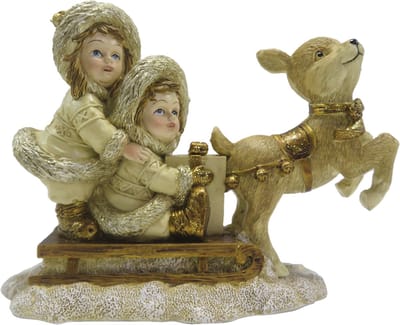 Clayre & Eef Beeld Kinderen 12 cm Goudkleurig Polyresin