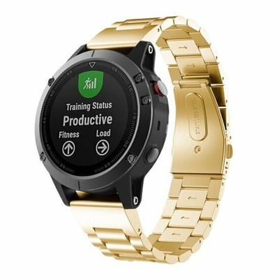 By Qubix - Geschikt voor Garmin bandje - 22mm Quickfit - Stalen schakelband - Goud - Geschikt voor Garmin Instinct 3 / Instinct E - 45mm
