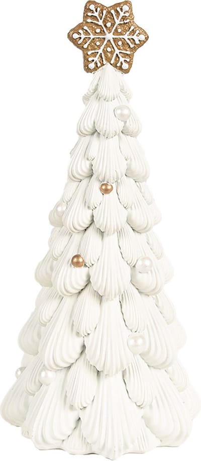 Clayre & Eef Kerstdecoratie Kerstboom Ø 13x26 cm Wit Polyresin