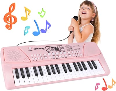 Kinderpiano Keyboard - Muziek Speelgoed - Muziek Leren - 37 Toetsen - 40 x 20 x 5 cm - Roze