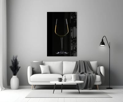 Glasschilderij – Elegant Glas – Zwart Gouden Design – Stijlvolle Woondecoratie - 90x60 cm
