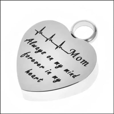 Aramat Jewels | Gedenkhangers | Stalen Ashanger Moeder – 14 Modellen Hart & Emaille Gedenksieraad | Hartslag/Always on my mind-2.6x2cm | |20mm | Staal | Volwassenen | Verkleurd niet