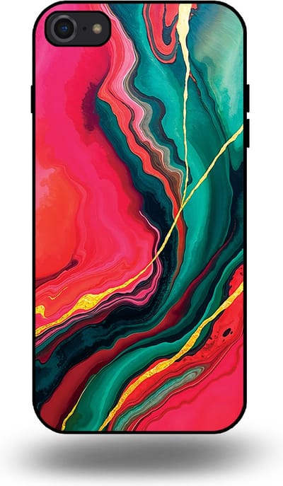 Smartphonica Telefoonhoesje Geschikt voor iPhone 7/8 met Rood Groen Marmer Opdruk - TPU Backcover Case Red Green Marble Design geschikt voor Apple iPhone 7;Apple iPhone 8