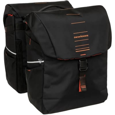 New Looxs ® Vigo Double MIK 2.0 - Dubbele Fietstas - Geschikt voor Elektrische Fietsen – Gerecycled Materiaal - 40 Liter – Zwart - Oranje