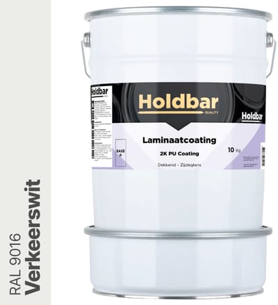 Holdbar Laminaatcoating Verkeerswit (RAL 9016) 10 Kg - Laminaat Verf - Vloerverf - Alle Kleuren - Krasvast - UV-bestendig - Vergeelt niet - Gemakkelijk Schoonmaken - 2 Componenten