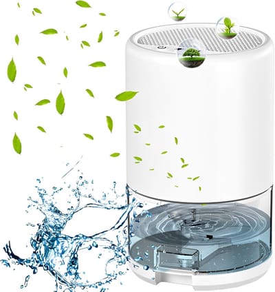 Luchtontvochtiger - Luchtontvochtiger - Kleine luchtontvochtiger - Slimme slaapstand - Draagbaar - Ultra stil - Luchtontvochtiger van 3 l/u - Met watertank van 1 l - Wit