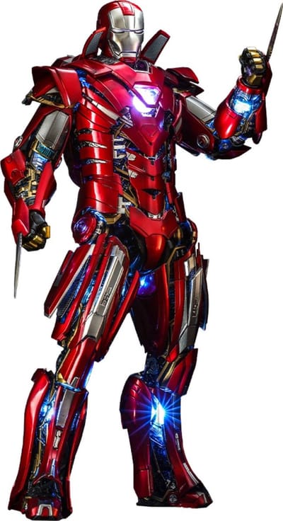 Hot Toys Iron Man 3 Movie Masterpiece Action Figure 1/6 Silver Centurion (Armor Suit Up Version) 32 cm Action Figuur: 30 cm