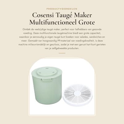 Dailygoods- Taugé Maker Grote Capaciteit - Multifunctioneel - Voedingskwaliteit PP - Gemakkelijk te Reinigen - Volautomatisch - Ideaal voor Taugé en Natto - Zaadkiemmachine