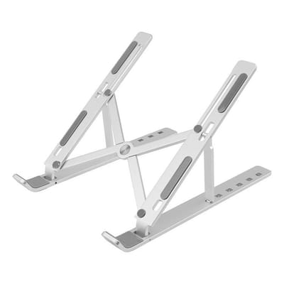 Silvergear Laptop Standaard Verstelbaar - Laptop Stand - Opvouwbaar - Inklapbaar - Hoesje - Zilver
