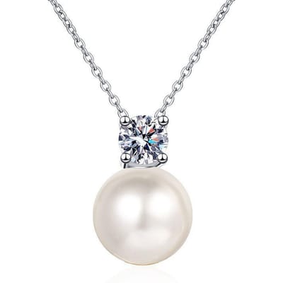 Nieuwe 925 Sterling Zilveren Parel Ketting Hanger Mosan Diamant Sleutelbeen Sieraden Moederdag Cadeau white