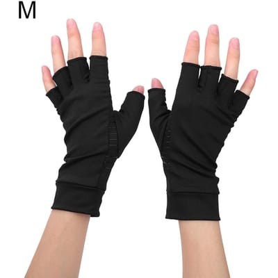 1 Paar Open Vinger Artritis Compressiehandschoenen Koper Geïnfuseerde Inhoud Therapiehandschoenen M M(for 4-6.5kg) beige