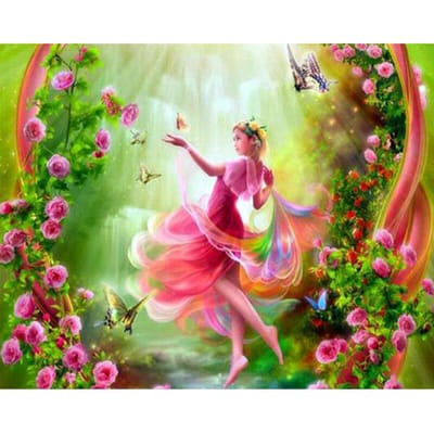 Mooi meisje en bloemen Diamond schilderij volledige ronde Diamond borduurwerk kruissteek 20X30CM pink