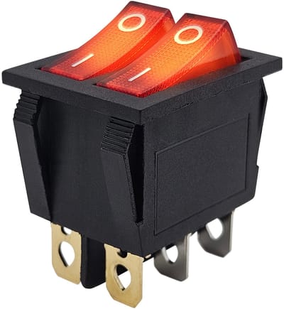 ProRide Dubbele Wipschakelaar ON-OFF KCD6-202 - 3 Polig - 250V/16A - 30x22mm - Rood met controlelampje