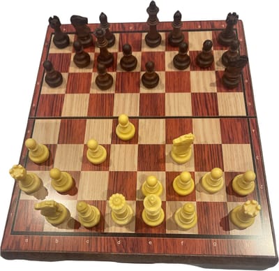 Magnetisch Schaakspel - Kunststof met houtlook - Opklapbaar met sluiting - 72mm Koning