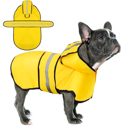Hondenjas - Regenjas Hond met capuchon - Waterdicht en Reflecterend - Hondenregenponcho - Hondenregenjas - Hondenkleding - voor 32 cm Ruglengte en gewicht van 2.5 tot 3.5 kg - Maat M