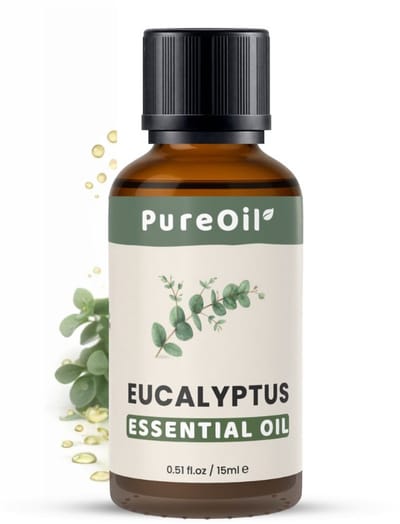 PureOil – Eucalyptus Etherische Olie – 15ml – 100% Puur, Natuurlijk & Vegan – Eucalyptusolie Voor Haar | Huid | Gezicht | Scalp | Diffuser | Aromatherapie | Saunsa | Geurolie - Incl. Ebook