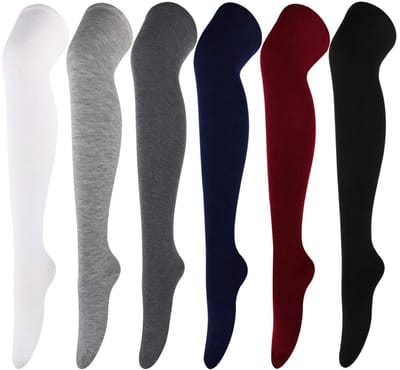 Dailygoods- Overknee Sokken 6 Paar - Casual Hoge Kousen - Dames/Meisjes - Trendmode - Hoogwaardige Kleding - Maatreferentie - Kniekousen