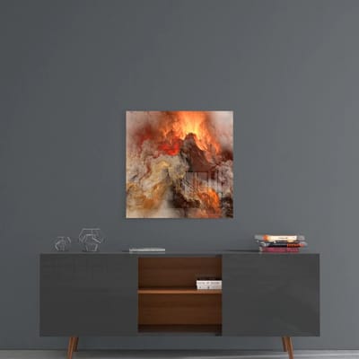 Glazen Schilderijen - Gouden Chaos - Abstract Glasschilderij