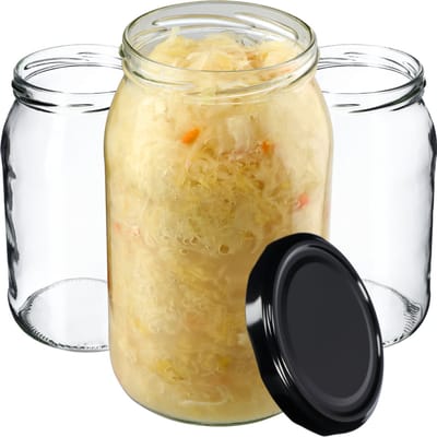 KADAX Weckpotten, 900 ml, inmaakpot voor inmaakpotten voor schroefdeksel, inmaakpot, bruikbaar als jampot, voorraadpot, conservenglas (8 stuks, zwart)