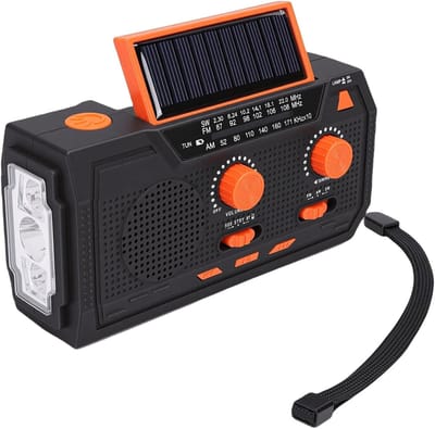 Noodradio - Draagbare Radio - Buitenactiviteiten - Zonnepaneel en Dynamo - 17x9x7 cm - Zwart