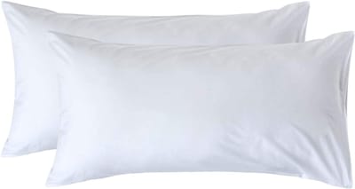 Homescapes Kussensloop 50x90 cm Set van 2 – Wit – 100% Egyptisch Perkal Katoen – 200 TC