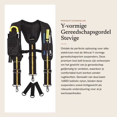 Dailygoods - Y-vormige Gereedschapsgordel - Stevige Toolriem - Multi-pockets - Elektricien Gereedschapsysteem - Handig en Duurzaam - Geschikt voor Ele...