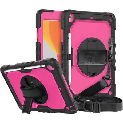 Cover Cover voor iPad 10.2 Armor Swivel Holder Stylus Roze hoes voor iPad 10.2 Hoes voor Apple Tablet Case Case met standaard Case voor iPad 9 Accessoires Tablet Case voor iPad Bescherming 8 Strap