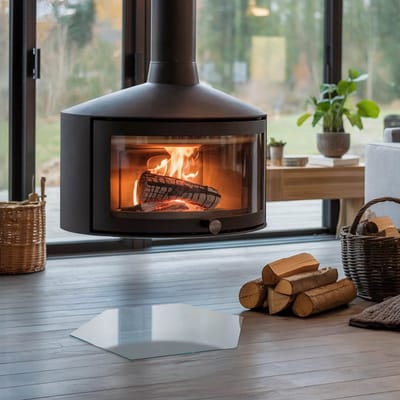 Coloray Vloerplaat Houtkachel - Vloerplaat voor Houtkachel - 40 cm x 34 cm - Vloerplaat Open Haard - Grijs Vloerplaat Kachel - Verwarmingsaccessoires - Plaat voor Onder Kachel - Kachel Vloerplaat - Vloerplaat Voor Kachel