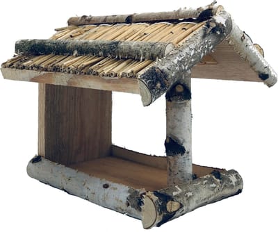 GARDEN SPIRIT Vogelvoederhuisje Wand - Berkenhout Rieten Dak - 27 x 26 x 26 cm