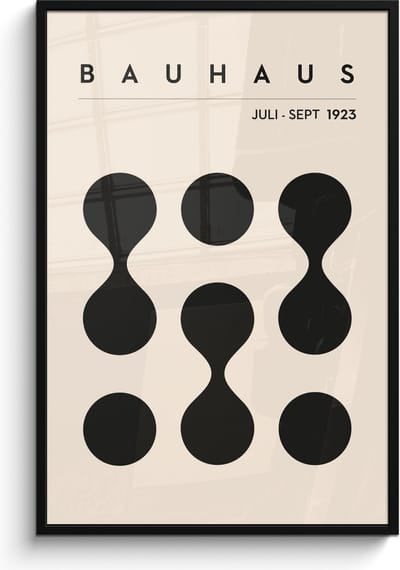 Poster in lijst - Fotolijst 80x120 cm - Posters - Bauhaus - Abstract - Zwart - Art - Modern - Posterlijst zwart - Decoratie - Wanddecoratie woonkamer - Muurdecoratie slaapkamer
