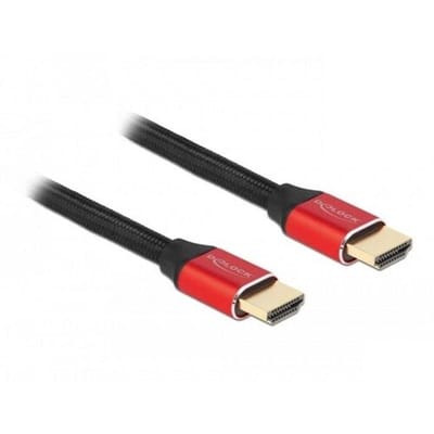 Delock 85775 HDMI-kabel HDMI Aansluitkabel HDMI-A-stekker 3 m Zwart, Rood 8K UHD, Vergulde steekcontacten, Afgeschermd (drievoudig), eARC
