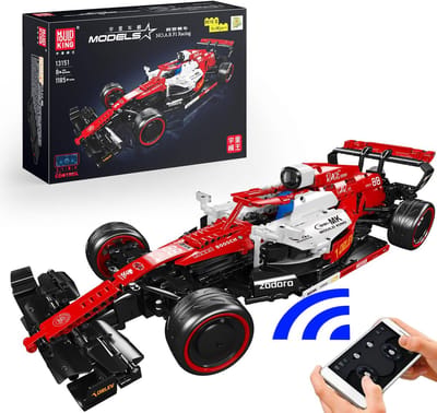 Mould King 13151 Formule 1 RC Racer bouwset incl. accessoires | F1 Racing modelbouw | Radiografisch & App bestuurbare auto | Technisch educatief constructie speelgoed voor kinderen & volwassenen | Remote niet geschikt voor lego | 1185 bouwstenen