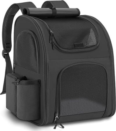 Dieren Rugzak - Reismand - Avontuur Met Huisdier - Ventilerend Mesh - Tot 10 kg - Zwart