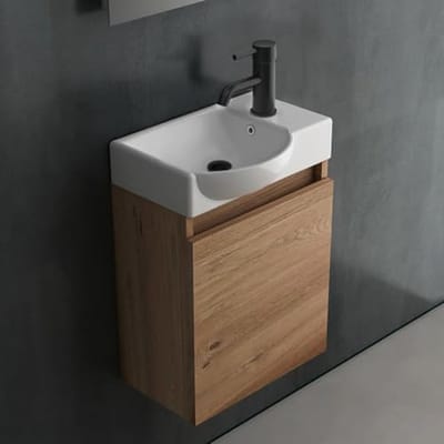 Bamboe Wastafel met Onderkast - 45 cm Breed, Opzetwastafel voor Kleine Badkamers
