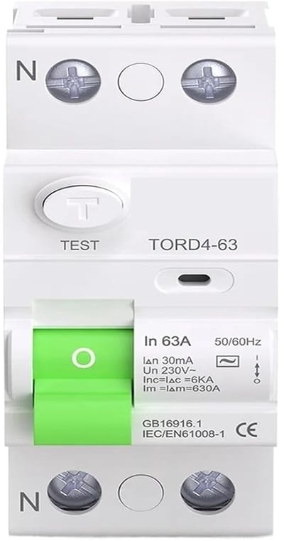 Stroomonderbreker - Zekering - Elektrische Beveiliging - Aardlekkage Detectie - 2-polig 16A - Grijs