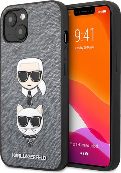 Karl Lagerfeld iPhone 13 Mini Telefoonhoesje - Zilver, PU-materiaal, Bescherming, Back Cover