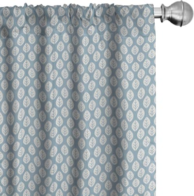 ABAKUHAUS – Gordijnen 2x75x225 cm – Lichtblauw/Wit, Geometrische Tropische Bladeren