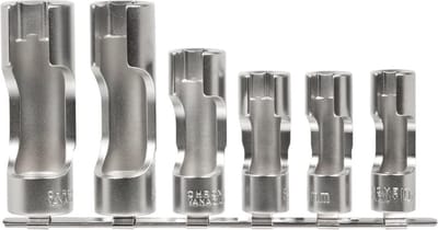 SW-Stahl 01482L Open dopsleutelinzetstukken, 3/8 inch, 10-19 mm, 6 stuks, sleufadapter I moer I binnenzeskant dopsleutelinzet I lang I moeilijk toegankelijk