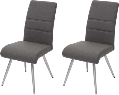 Set van 2 eetkamerstoelen MCW-G55, keukenstoel Stoel, stof/textiel geborsteld roestvrij staal ~ grijsbruin