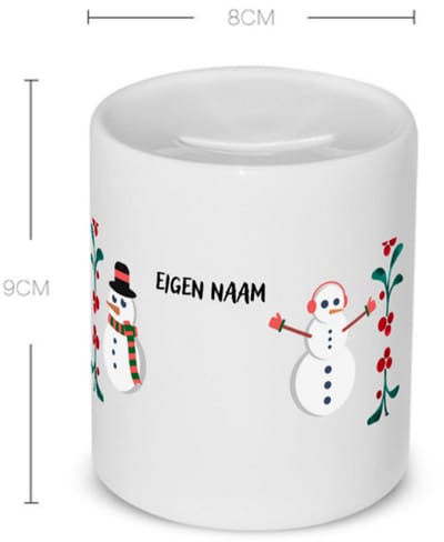 Akyol - kerst sneeuwpoppen met eigen naam Spaarpot - Kerstmis - kerst beker - winter - kerst - christmas - kerst cadeau - 350 ML inhoud