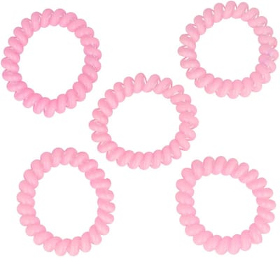 Haarsoires Haarelastieken Invisibobble - Basic - Telefoondraad - Roze - Set van 5 - Spiraal Haar Elastieken - Haarvriendelijk