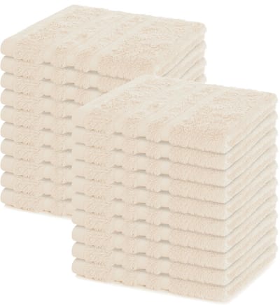 Lavea® Set van 20 gastendoekjes 30x30 cm – 100% katoen – Zacht en absorberend – Ideaál als washandje, gastendoekje of handdoek voor dagelijks gebruik – Crème